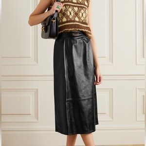 ALEXACHUNG Alexa Chung Skirt Leather Chain A-Line Midi Sz US 6‎
